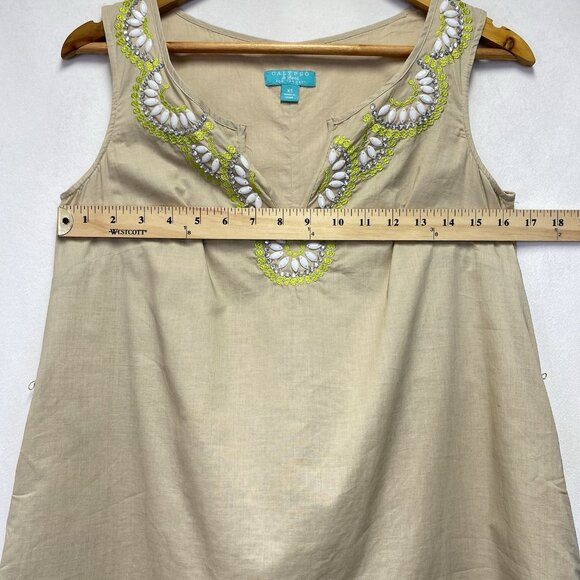 Calypso St Barth for Target Embellished Neck Tie Waist Shift Dress Women XS Tan - Picture 5 of 16